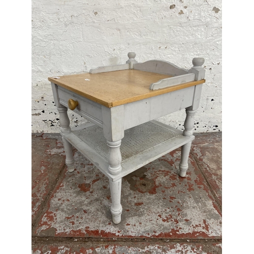 108 - A modern oak and grey painted two tier side table