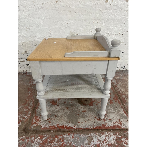 108 - A modern oak and grey painted two tier side table