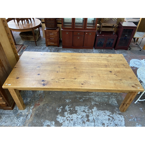 117 - A modern solid pine rectangular dining table - approx. 79cm high x 108cm wide x 230cm long