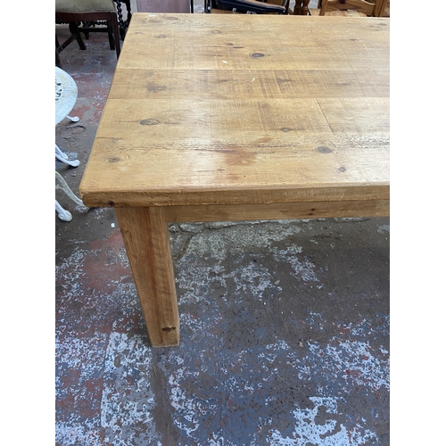 117 - A modern solid pine rectangular dining table - approx. 79cm high x 108cm wide x 230cm long