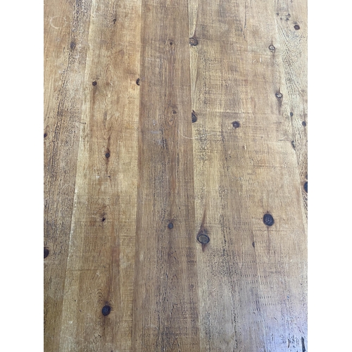 117 - A modern solid pine rectangular dining table - approx. 79cm high x 108cm wide x 230cm long