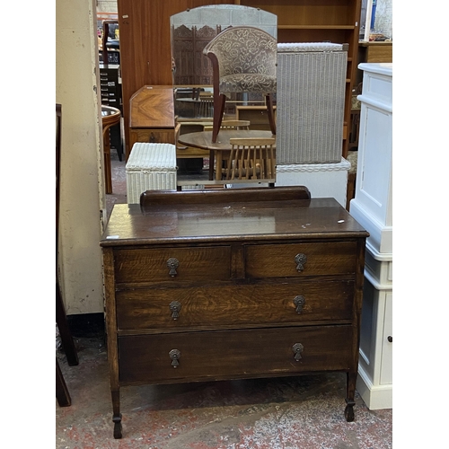 122 - A 1930s oak dressing chest - approx. 153cm high x 92cm wide x 47cm deep