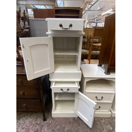 124 - A pair of modern white painted bedside cabinets - approx. 65cm high x 49cm wide x 39cm deep