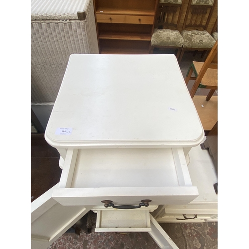 124 - A pair of modern white painted bedside cabinets - approx. 65cm high x 49cm wide x 39cm deep