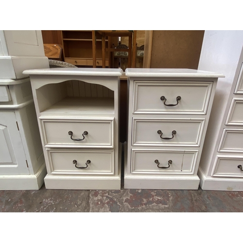 126 - Two modern white painted bedside cabinets, one two drawer and one three drawer