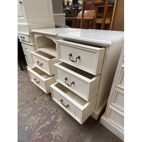 126 - Two modern white painted bedside cabinets, one two drawer and one three drawer