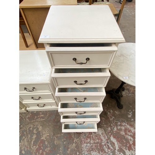 127 - A modern white painted chest of drawers - approx. 111cm high x 46cm wide x 45cm deep