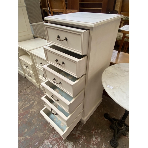 127 - A modern white painted chest of drawers - approx. 111cm high x 46cm wide x 45cm deep