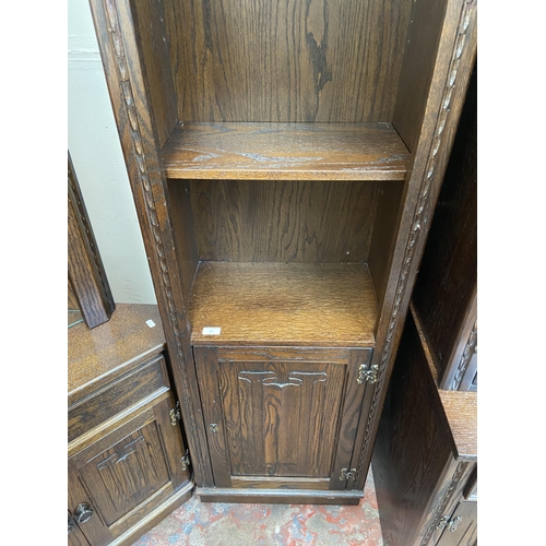 135 - A Jaycee carved oak three tier bookcase - approx. 200cm high x 51cm wide x 30cm deep