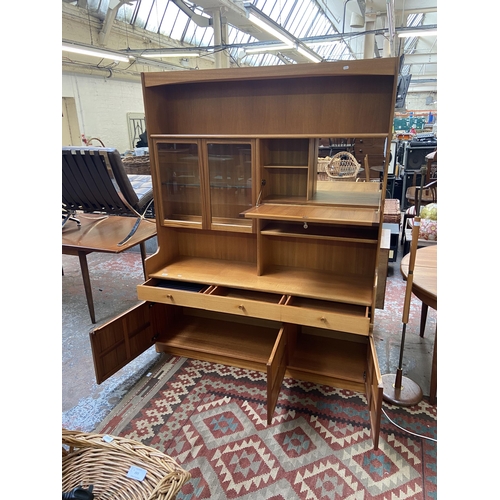 155 - A mid 20th century Nathan teak display cabinet - approx. 194cm high x 153cm wide x 45cm deep