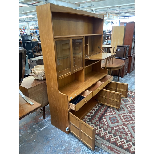 155 - A mid 20th century Nathan teak display cabinet - approx. 194cm high x 153cm wide x 45cm deep