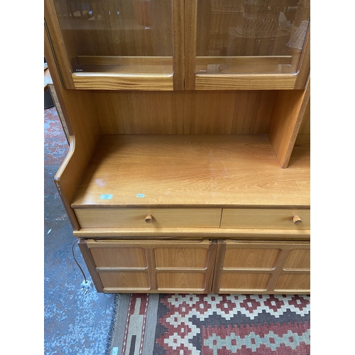 155 - A mid 20th century Nathan teak display cabinet - approx. 194cm high x 153cm wide x 45cm deep