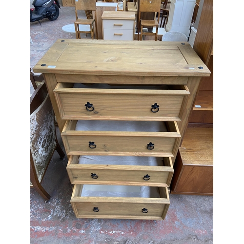 171 - A Mexican pine chest of drawers - approx. 131cm high x 92cm wide x 48cm deep