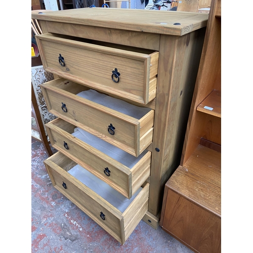 171 - A Mexican pine chest of drawers - approx. 131cm high x 92cm wide x 48cm deep