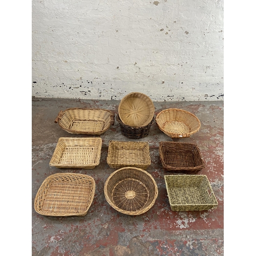 184 - Ten wicker baskets