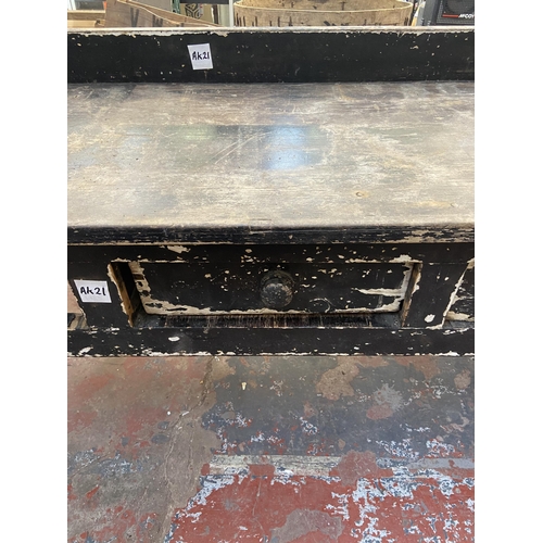 190 - A Victorian painted pine farmhouse serving table - approx. 91cm high x 183cm wide x 57cm deep