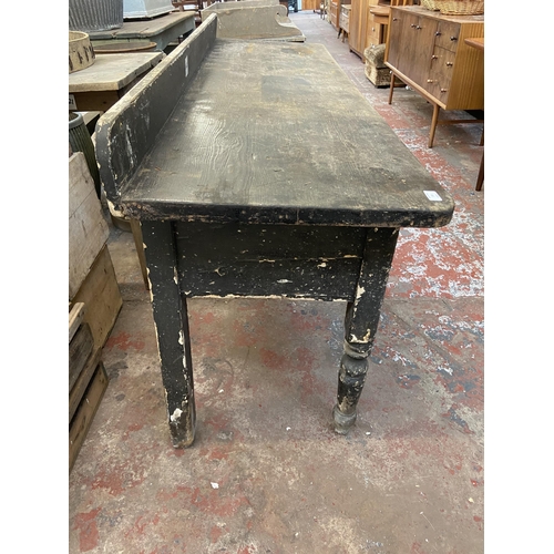 190 - A Victorian painted pine farmhouse serving table - approx. 91cm high x 183cm wide x 57cm deep