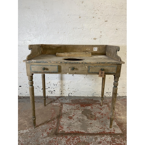 192 - A Victorian painted pine wash stand - approx. 93cm high x 97cm wide x 53cm deep