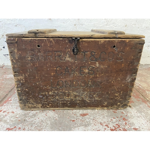 193 - A late 19th /early 20th century Barratt & Co's Cakes London & Woodgreen pine advertising box - appro... 