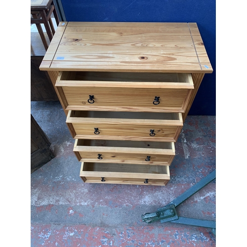 212 - A Mexican pine chest of drawers - approx. 106cm high x 86cm wide x 45cm deep