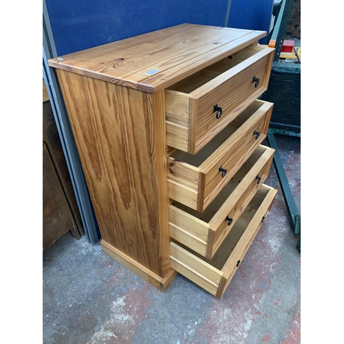 212 - A Mexican pine chest of drawers - approx. 106cm high x 86cm wide x 45cm deep