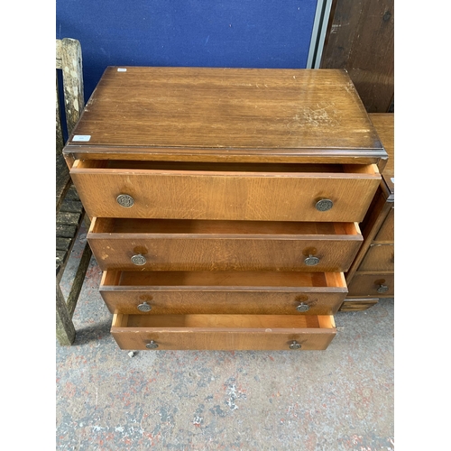 215 - An early/mid 20th century oak chest of drawers - approx. 86cm high x 76cm wide x 42cm deep