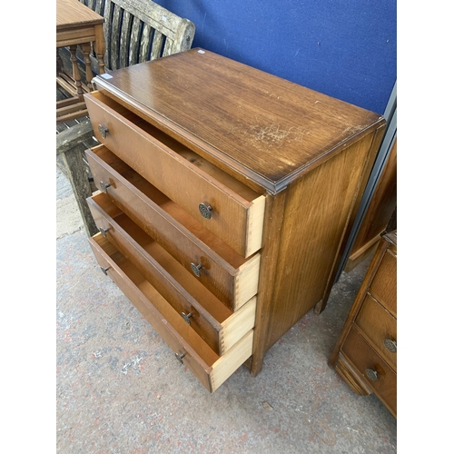 215 - An early/mid 20th century oak chest of drawers - approx. 86cm high x 76cm wide x 42cm deep