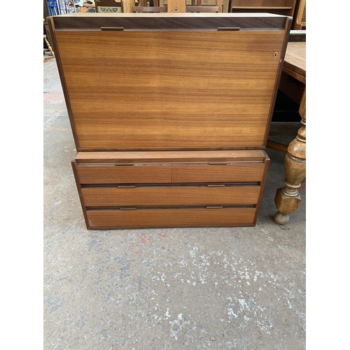 222 - A mid 20th century Beaver & Tapley teak wall mountable cocktail cabinet - approx. 91cm high x 83cm w... 