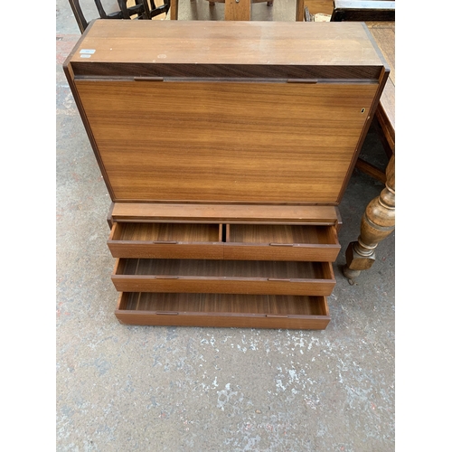 222 - A mid 20th century Beaver & Tapley teak wall mountable cocktail cabinet - approx. 91cm high x 83cm w... 