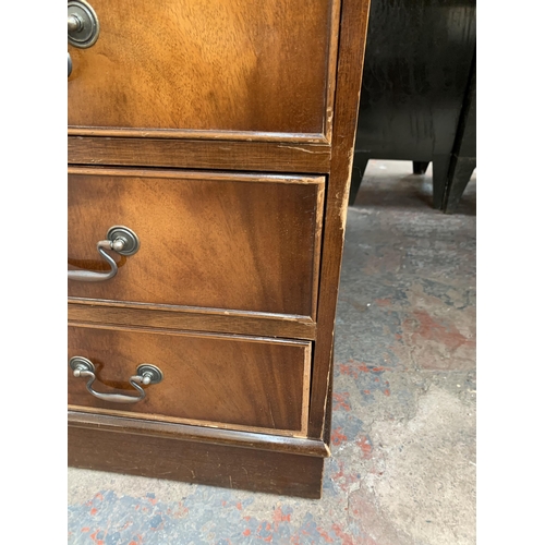 228 - A 19th century style mahogany and green leather pedestal writing desk - approx. 77cm high x 183cm wi... 