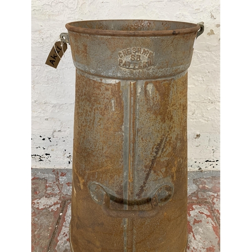 237 - An early 20th century Cheshire SB Pattern galvanised milk churn - approx. 82cm high x 30cm diameter