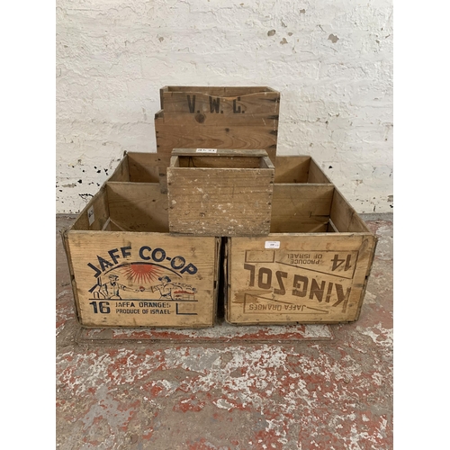 239 - Four vintage pine advertising crates - largest approx. 31cm high x 40cm wide x 74cm long