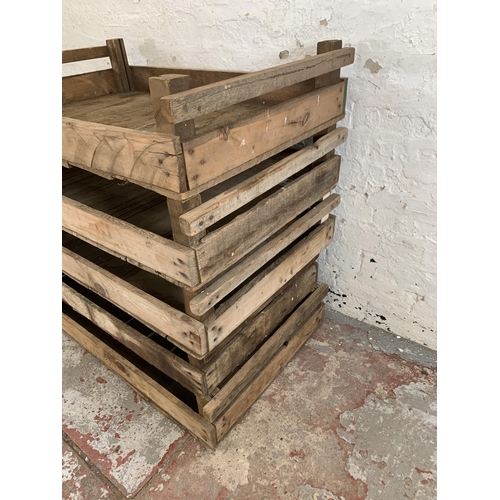 240 - Five vintage pine potato trays - approx. 17cm high x 53cm wide x 83cm long