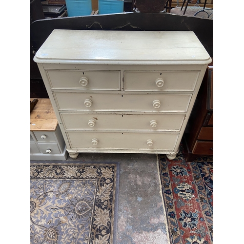 40 - A Victorian white painted chest of drawers - approx.  111cm high x 113cm wide x 50cm deep