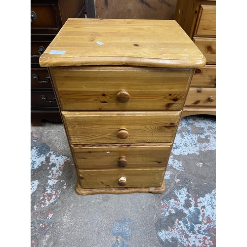 65 - A modern pine bedside chest of drawers - approx. 68cm high x 43cm wide x 38cm deep