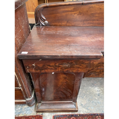 70 - A Victorian mahogany chiffonier sideboard - approx. 143cm high x 200cm wide x 62cm deep