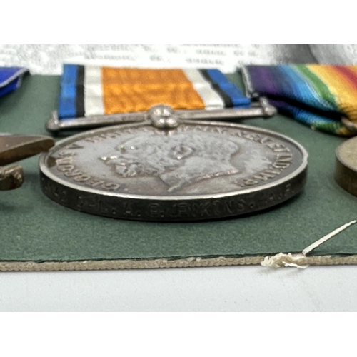 2223 - A WWI British medal quadlet presented to 74142 Spr. - A Cpl - A. Jenkins R. E. to include For Braver... 