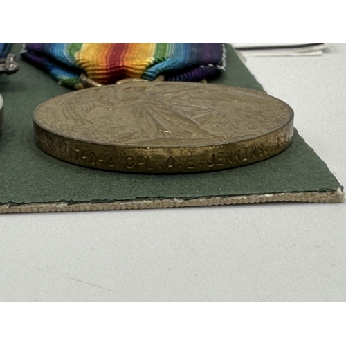 2223 - A WWI British medal quadlet presented to 74142 Spr. - A Cpl - A. Jenkins R. E. to include For Braver... 