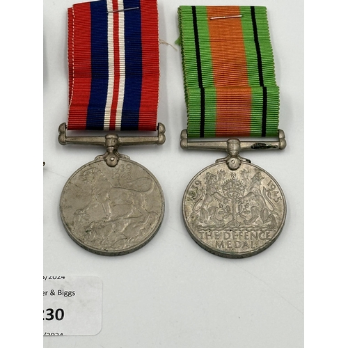 2230 - A WWII South African medal quadlet presented to M.14785 L. Van Coller