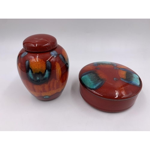 301 - A Poole Pottery Living Glaze Collection Volcano pattern ginger jar and trinket box