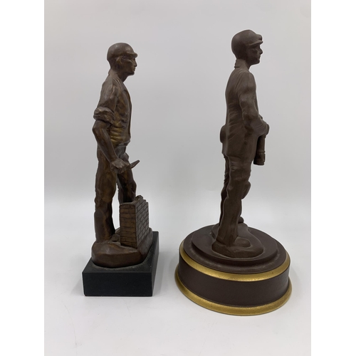 303 - Two Union Art Workshop Ltd. ceramic figurines, one miner and one builder - largest approx. 24cm high