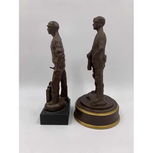 303 - Two Union Art Workshop Ltd. ceramic figurines, one miner and one builder - largest approx. 24cm high