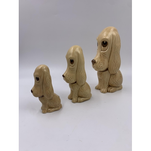 312 - Three SylvaC Sad Dogs ceramic dog figurines, No. 2951, No. 2950 and No. 2938