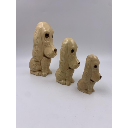 312 - Three SylvaC Sad Dogs ceramic dog figurines, No. 2951, No. 2950 and No. 2938