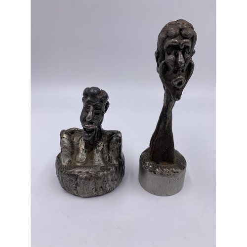 330A - Two Charles Fraughan welded sculptures - largest approx. 15.5cm high