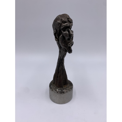 330A - Two Charles Fraughan welded sculptures - largest approx. 15.5cm high