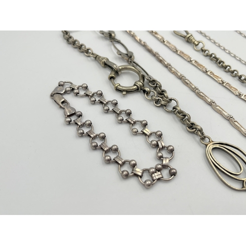 2046 - Five pieces of silver and white metal jewellery to include TGGC .925 necklace, .925 silver bracelet ... 