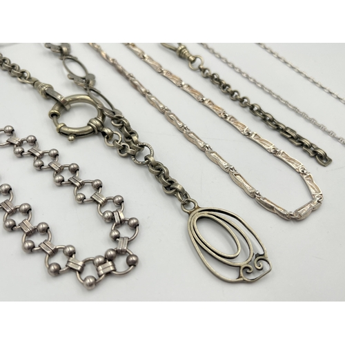 2046 - Five pieces of silver and white metal jewellery to include TGGC .925 necklace, .925 silver bracelet ... 