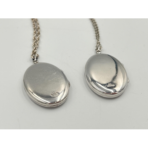 2050 - Two hallmarked Birmingham silver locket pendant necklaces - approx. gross weight 21.81g