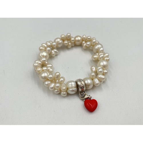 2065 - A Thomas Sabo .925 silver and pearl bracelet